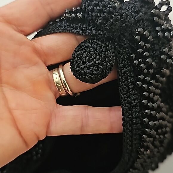 Silver blue Black Beaded Purse - Picture 7 of 7